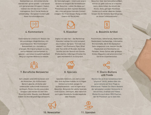 Infografik: Die ersten elf Content-Marketing-Gebote für mehr Traffic Alle 33 sammeln und keinen Website-Besuch(er) mehr auslassen