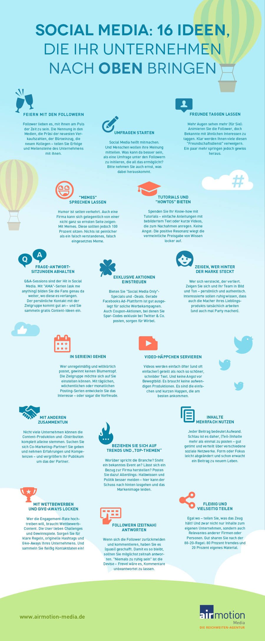 Infografik: 16 Social-Media-Ideen, die Ihr Unternehmen nach oben bringen – Airmotion Media