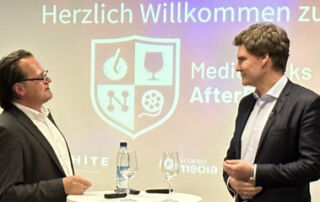 Airmotion-Media-CEO Tobias Lobe und Carsten Maschmeyer beim 5. MediaWorks After5 – Airmotion Media